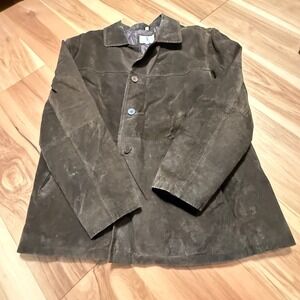 Timothy Daniels Suede Coat Mens XL Brown Vintage Button Front Quilted Lining